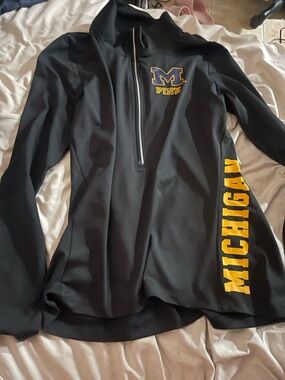 University of Michigan Black Zip-Up Jacket with Yellow Lettering